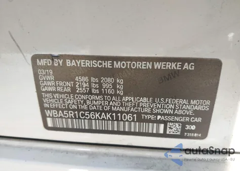 2019 BMW 330I from USA, damaged, VIN WBA5R1C56KAK11061